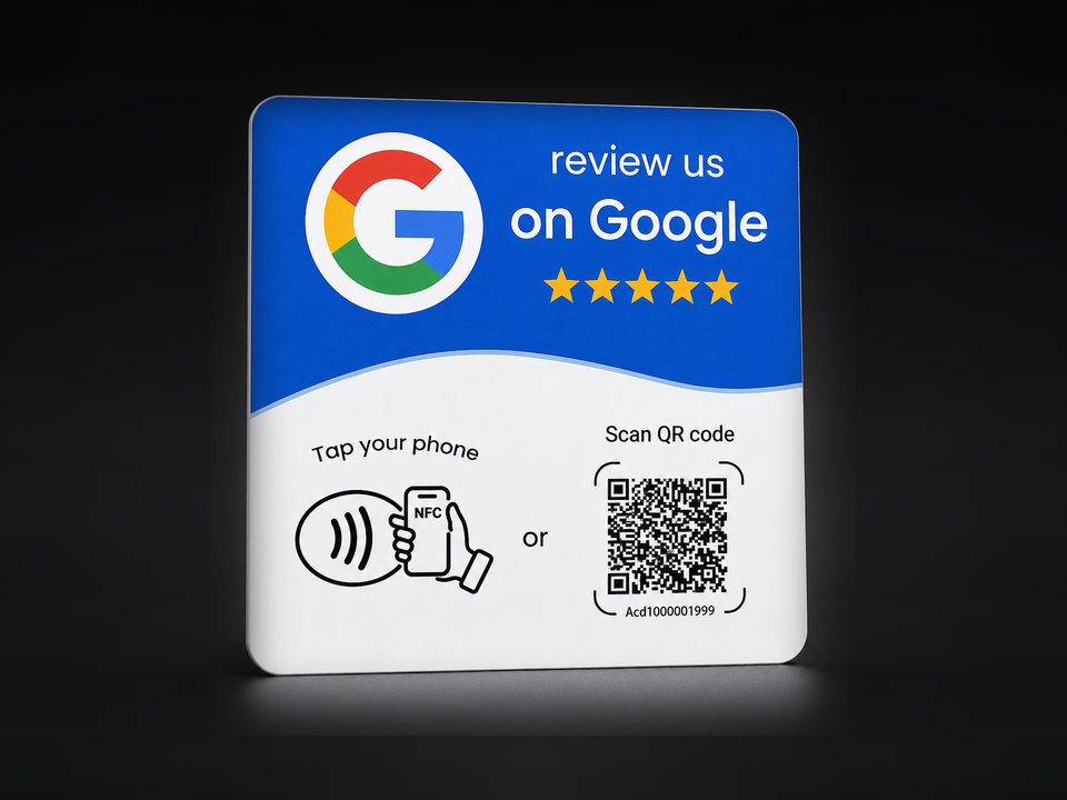 Карта — NFC карта за отзиви със зона за допир и QR код
